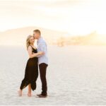 engagement session on the beach at sunset